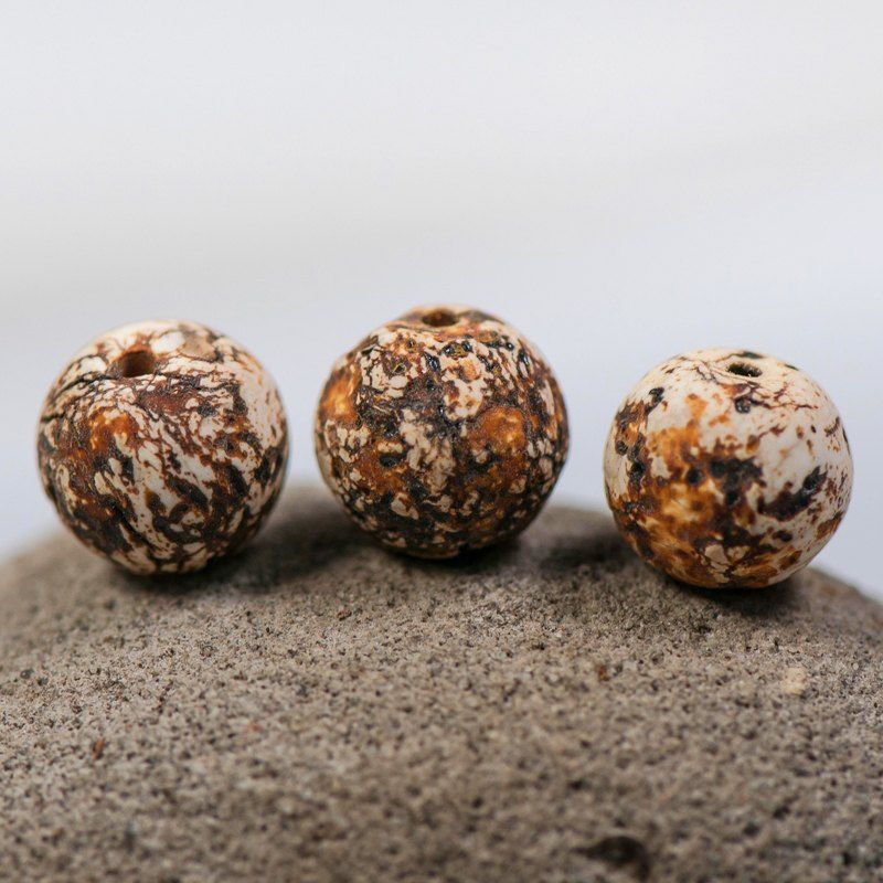 бусина агат древесный, цвет коричневый, 12 мм (стренд 8 шт.)