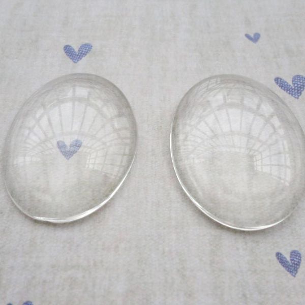 кабошон стеклянный, овальный, прозрачный, 20х30 мм