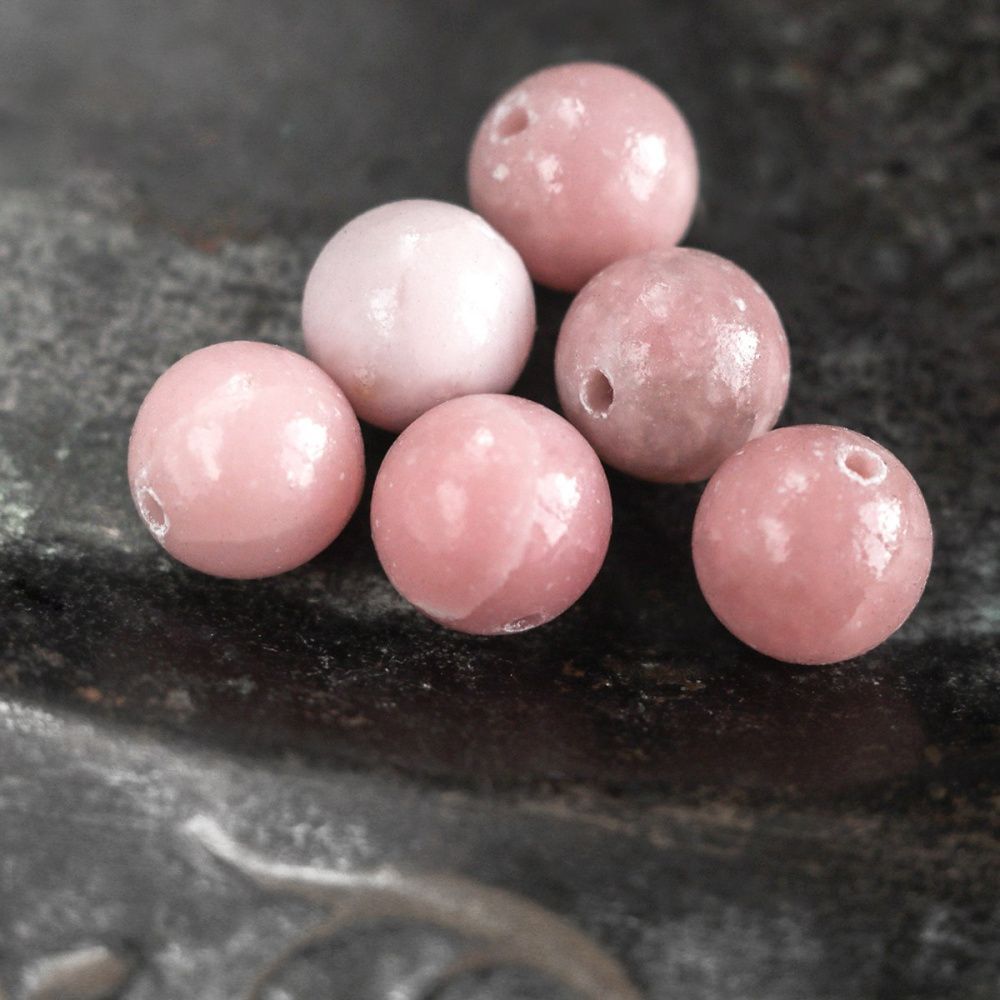 бусина опал 10, цвет розовый опал, 10-11 мм (стренд 6 шт.)