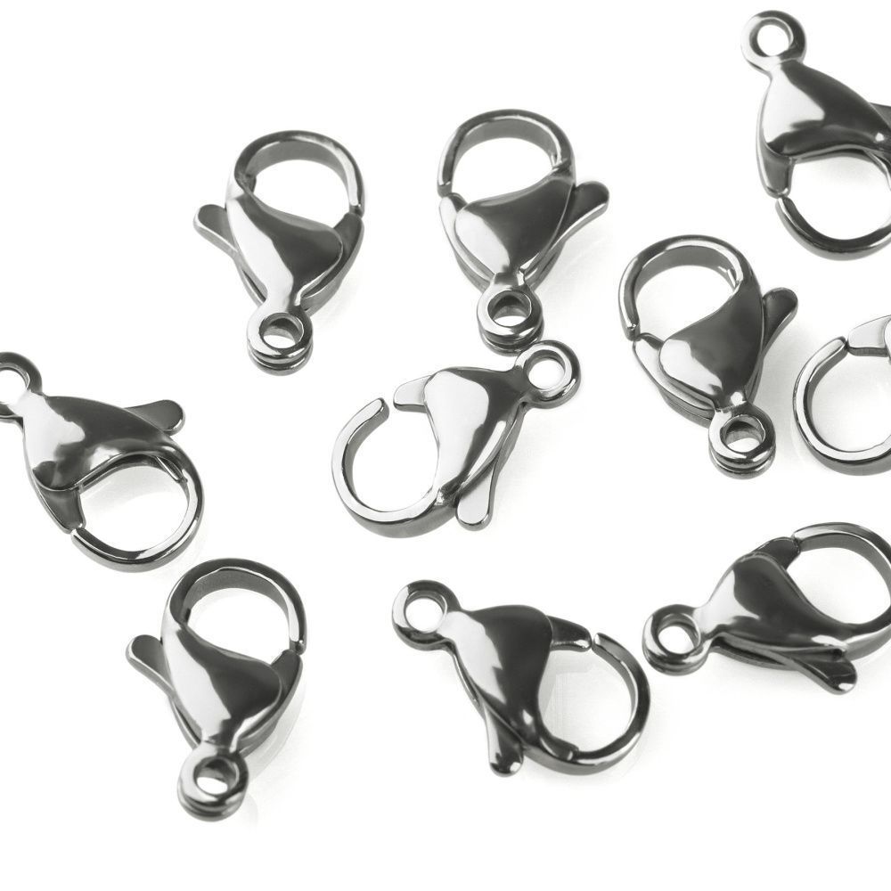 замочек-лобстер, 304 stainless steel, цвет стальной, 13x8x3.9 мм