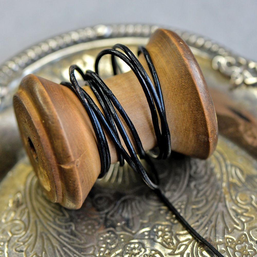 шнур кожаный, цвет черный, диаметр 1.5 мм