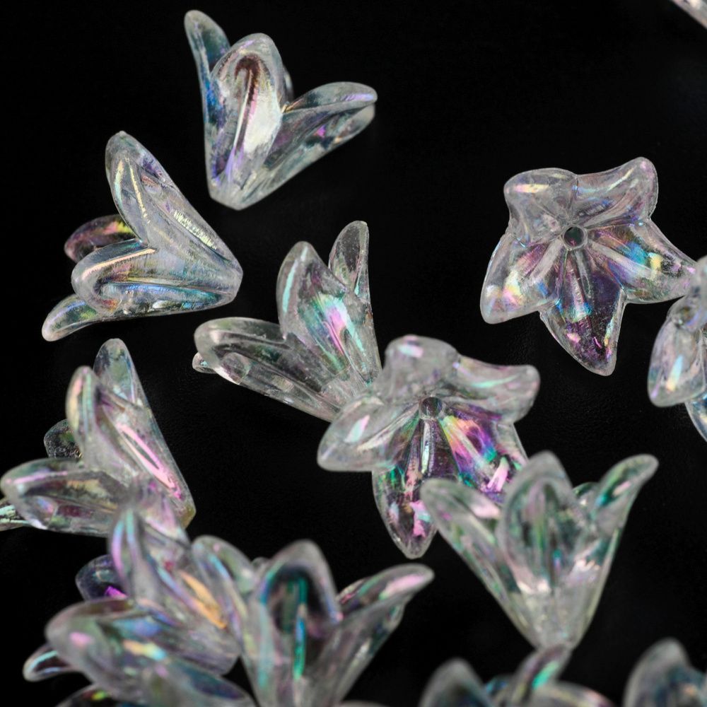 бусина, акрил "лилия", цвет прозрачный ав, 16x12 мм