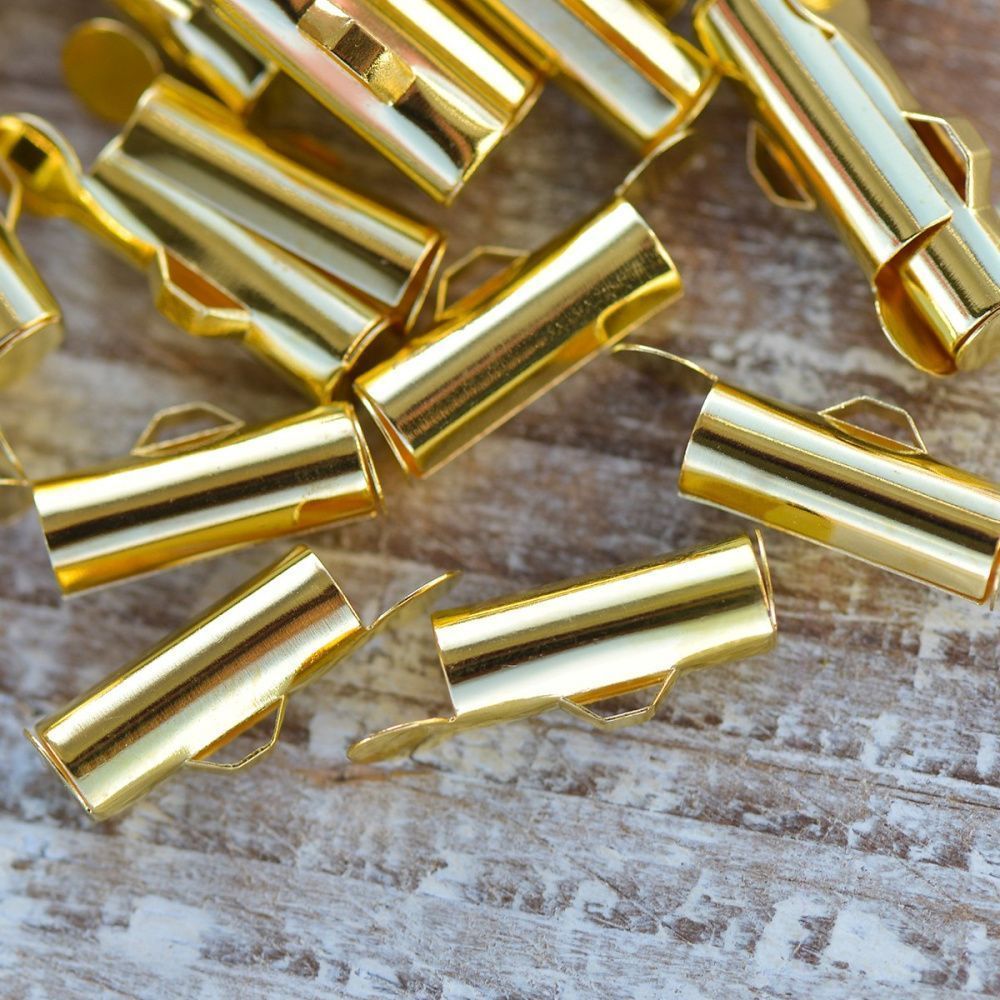 застежка для бисерного полотна, цвет золото, 13.5x4.5 мм