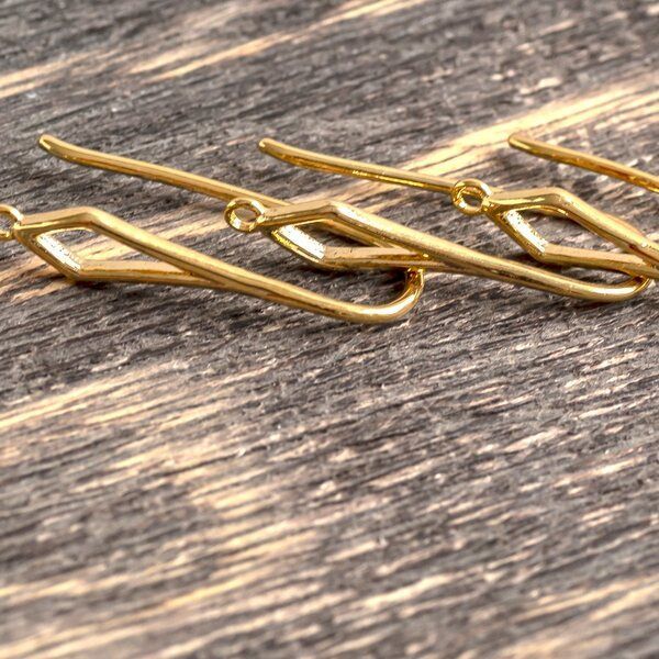 швензы "ромбус", позолоченные, 21x4x1 мм 