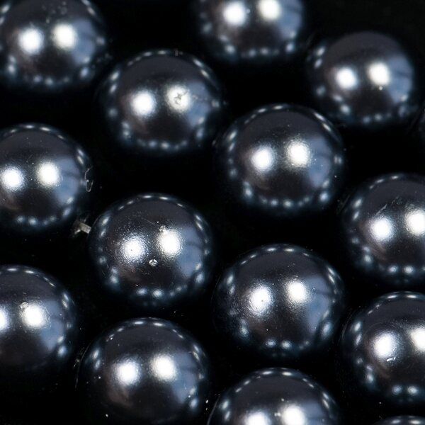 бусина, имитация жемчуга, стекло 14, цвет грифельно-серый, 14 мм (уп 8 шт)