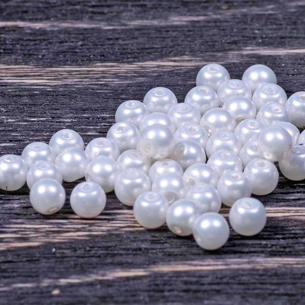 бусина, имитация жемчуга, стекло 4, матовая, цвет белый пудровый, 4 мм  (уп 50 +/-5 шт)