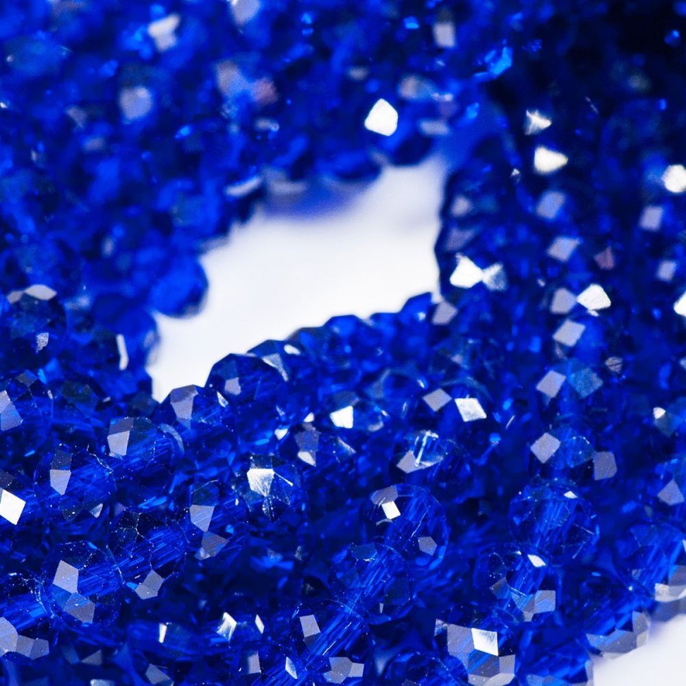 бусина, стекло абакус 6, граненая, цвет королевский синий, 6х4 мм