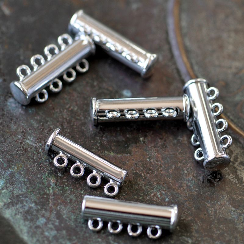 застежка "слайдер" многорядная, цвет платина, 24x10.5x6.5 мм