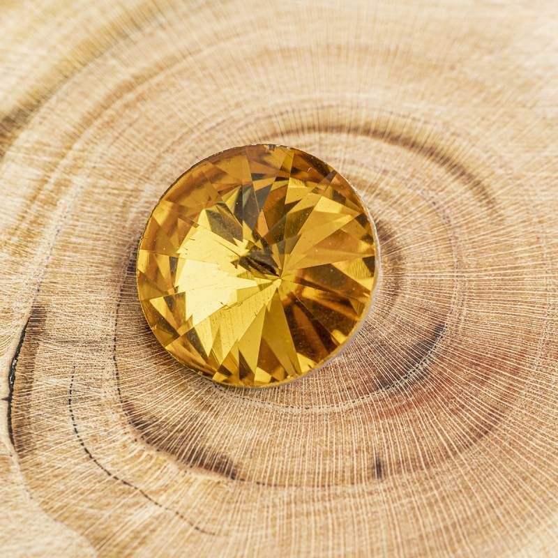 кабошон стекло риволи, цвет темно-желтый, 14х7 мм