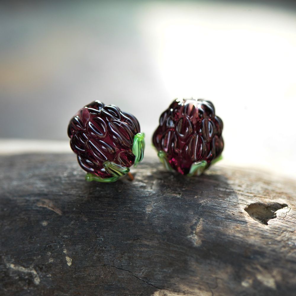 бусина, мурано "ежевика", фиолетовый, 15х12 мм