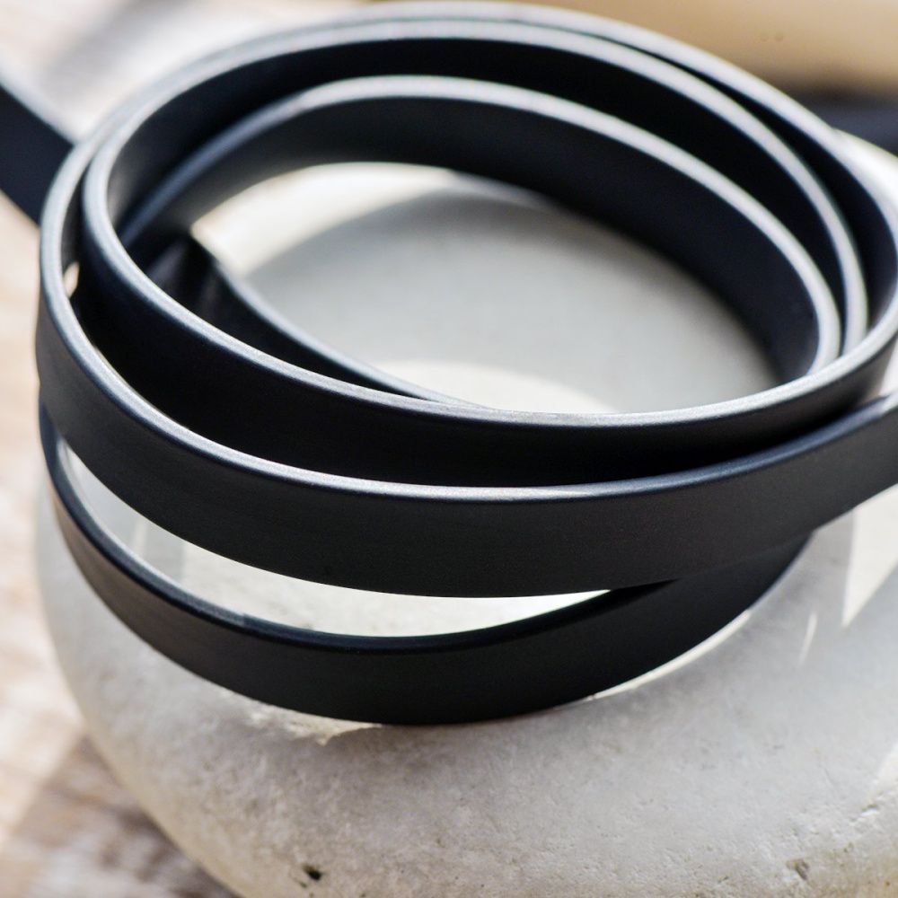 шнур резиновый, плоский, цвет черный, 10х2 мм