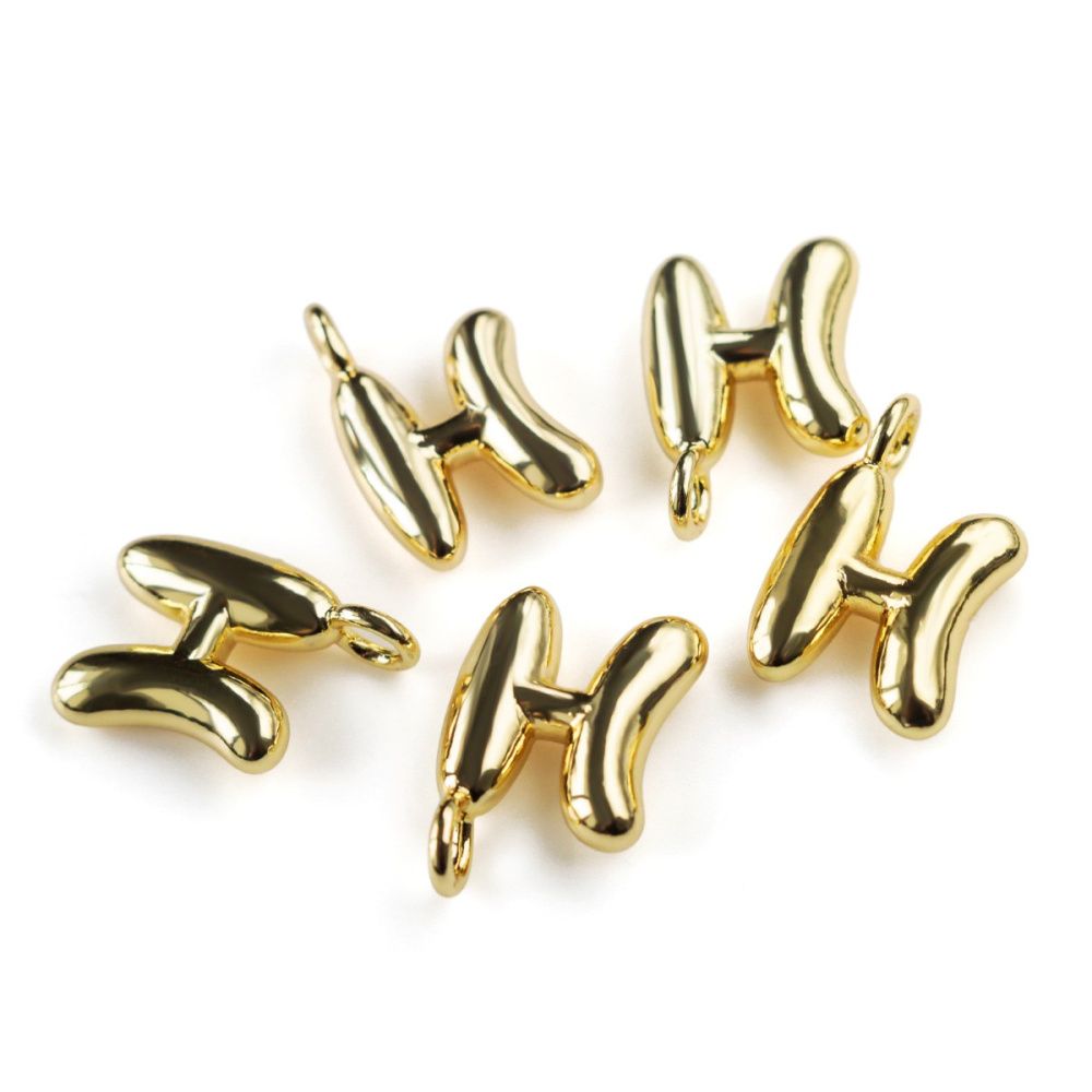 подвеска металл "h", позолота, 18.5-20x6-19x4.5-5.5 мм