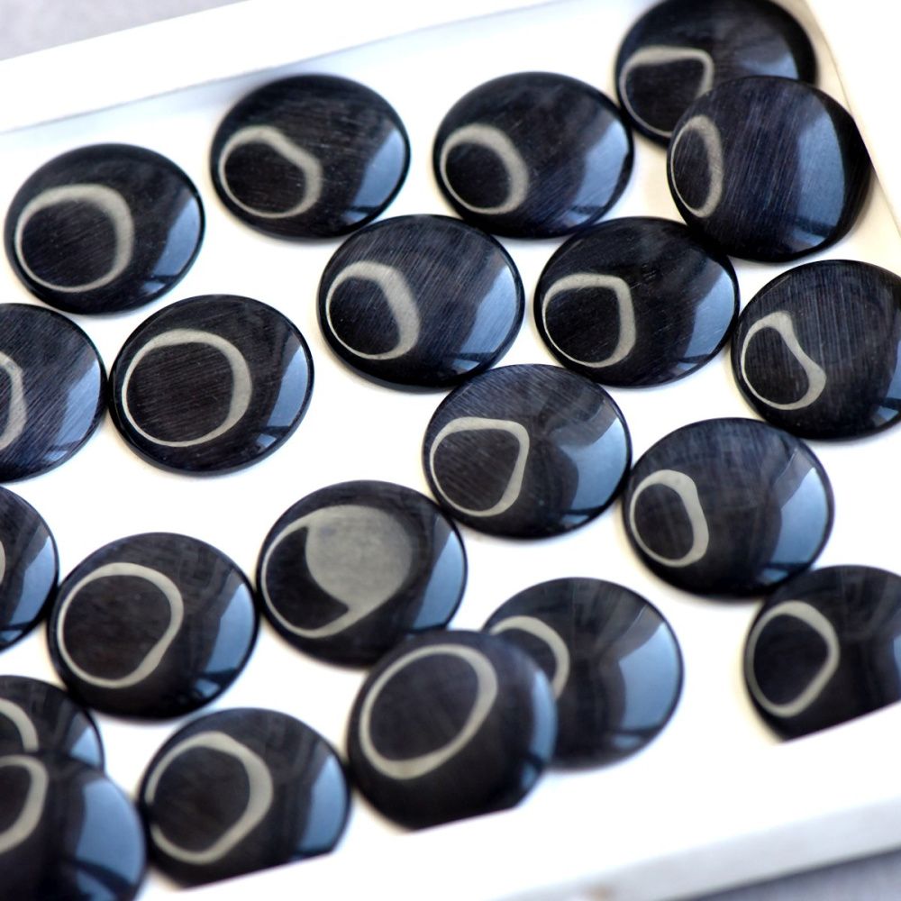 кабошон "кошачий глаз", стекло, цвет черный, 18х3 мм