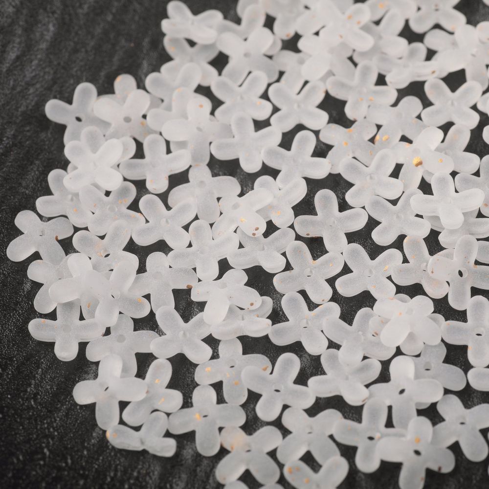 бусина, акрил "клематис", матовая, цвет белый, 11.5x11.5x3 мм