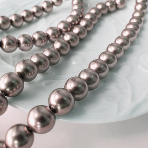 бусина, имитация жемчуга, стекло 8, цвет светло-коричневый, 8 мм (уп 20 шт)