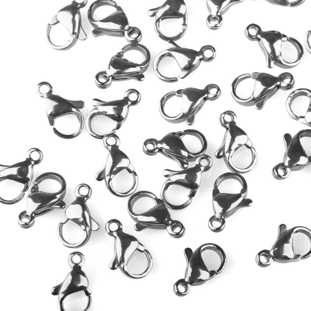 замочек-лобстер, 304 stainless steel, цвет стальной, 11x6.5-7x3.5 мм