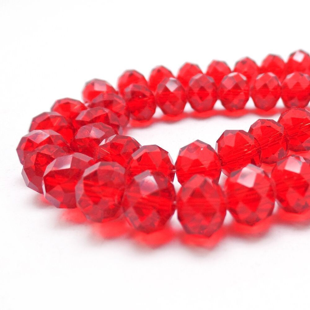 бусина, стекло абакус 6, граненая, цвет алый, 6х5 мм