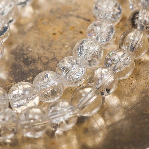 бусина, стекло "кракле", цвет прозрачный, 8 мм