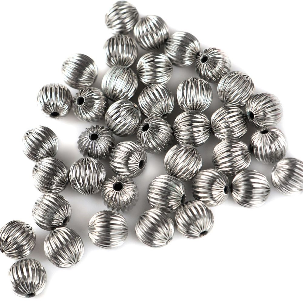 бусина, металл "раффл", цвет платина, 10 мм