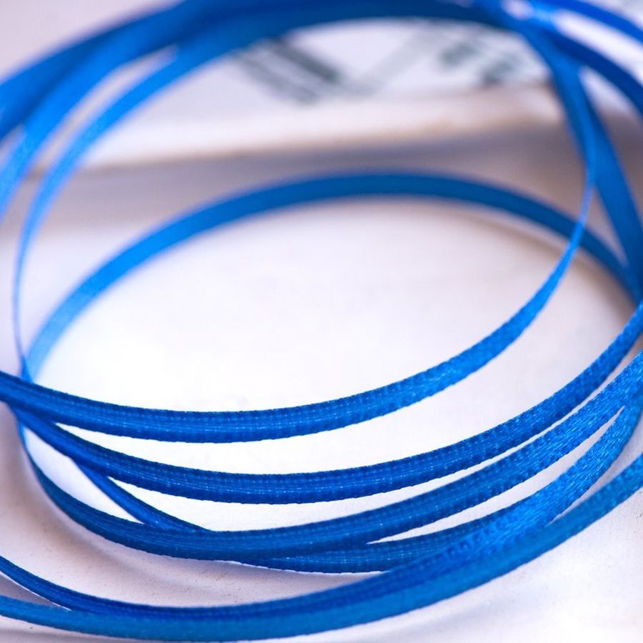 лента, атлас, цвет голубой холодный, ширина 3 мм ленты