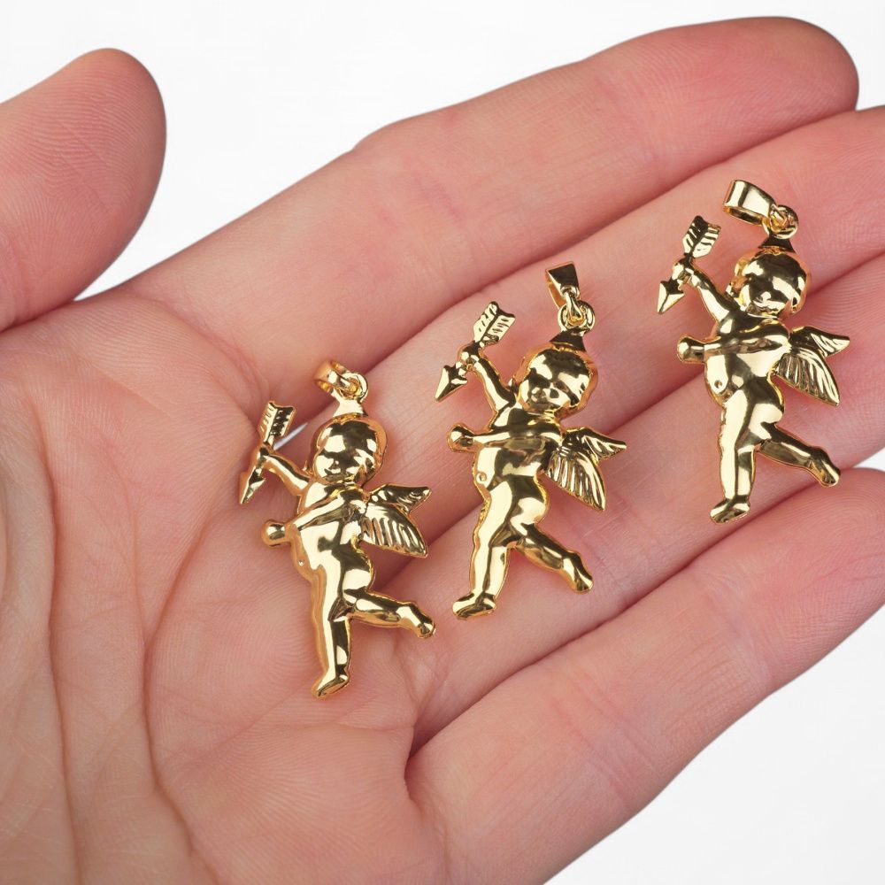 подвеска металл "купидон", позолота, 29x16x5 мм