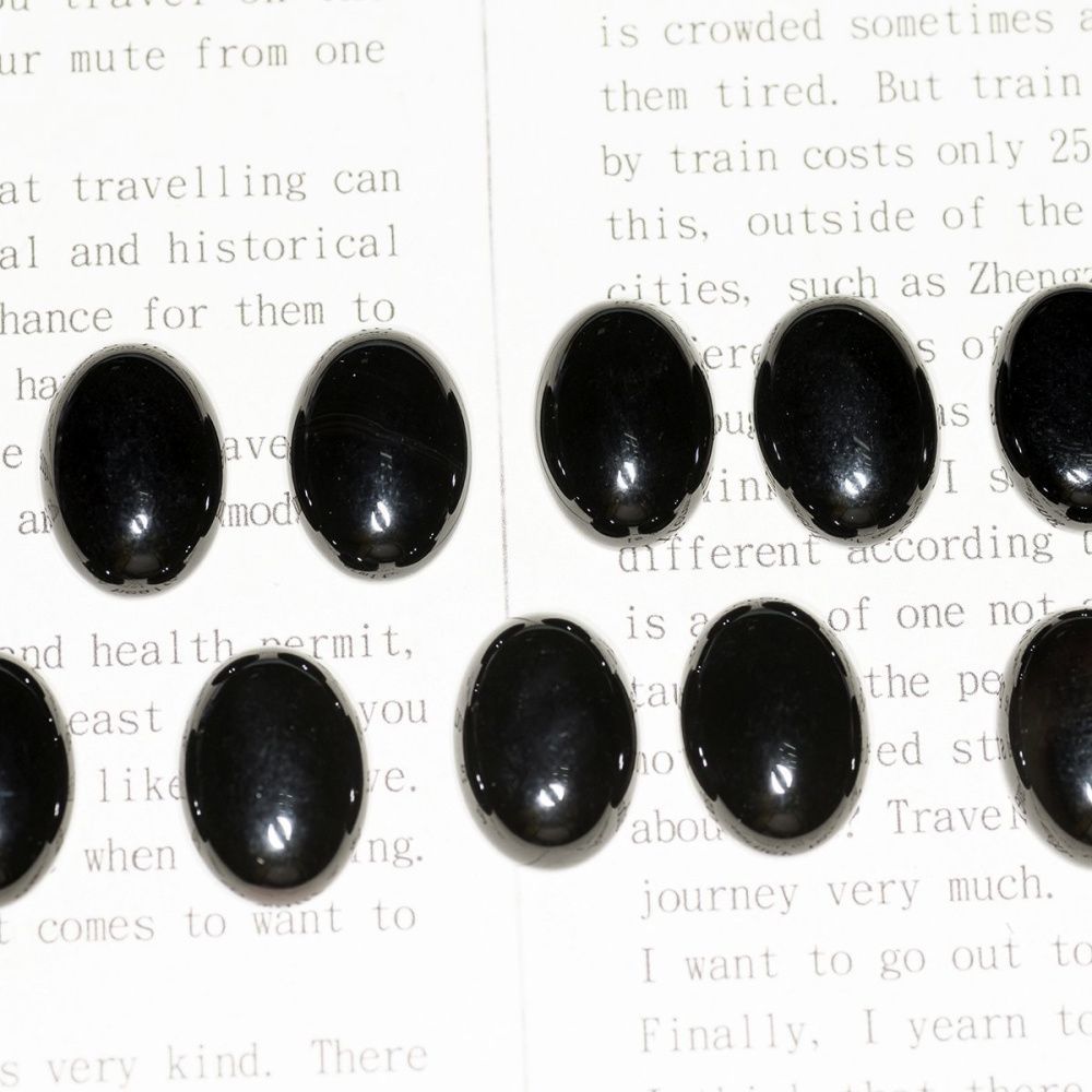 кабошон агат овальный, цвет черный, 18х13х6 мм