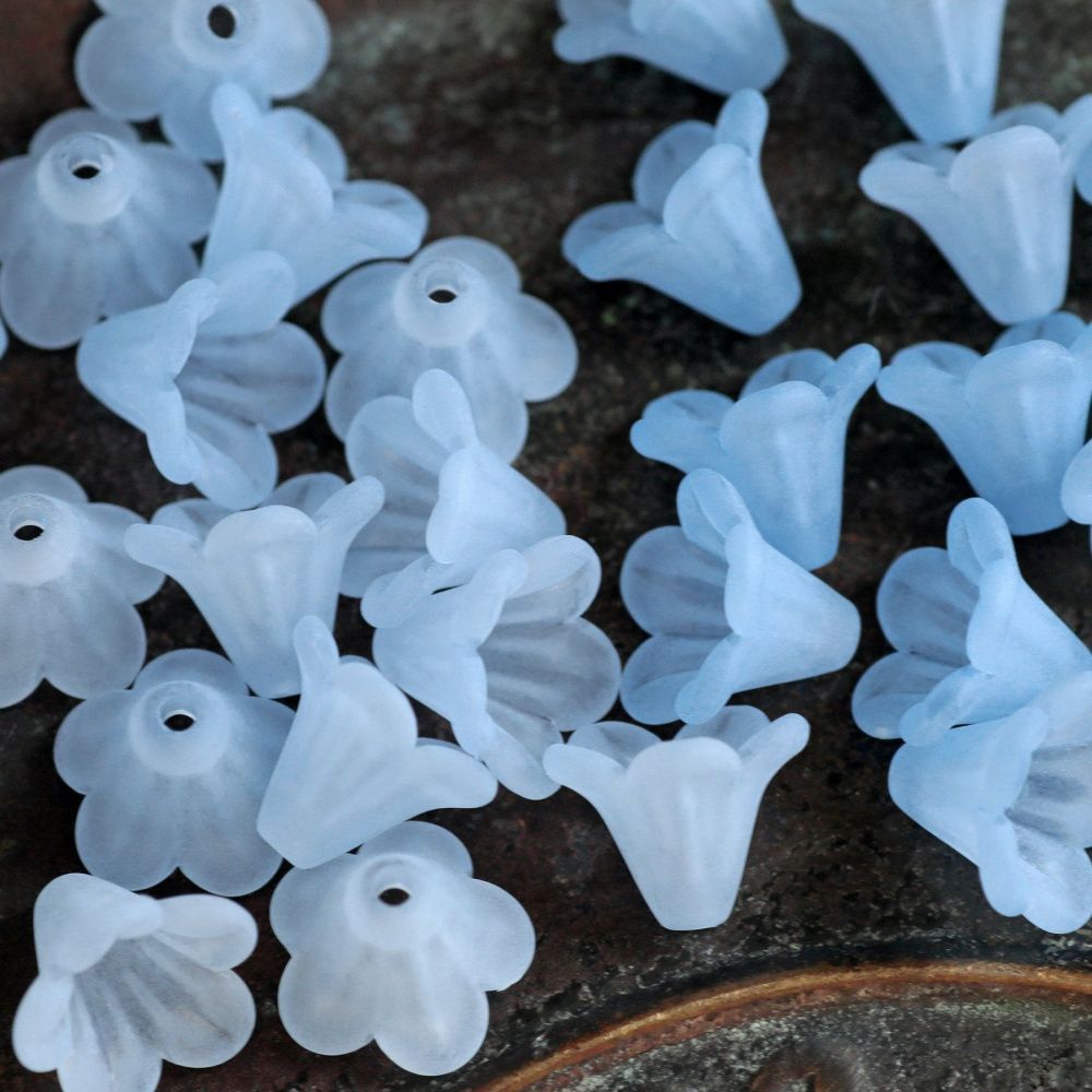 бусина, акрил "колокольчик", матовая, цвет голубой микс, 14x10 мм