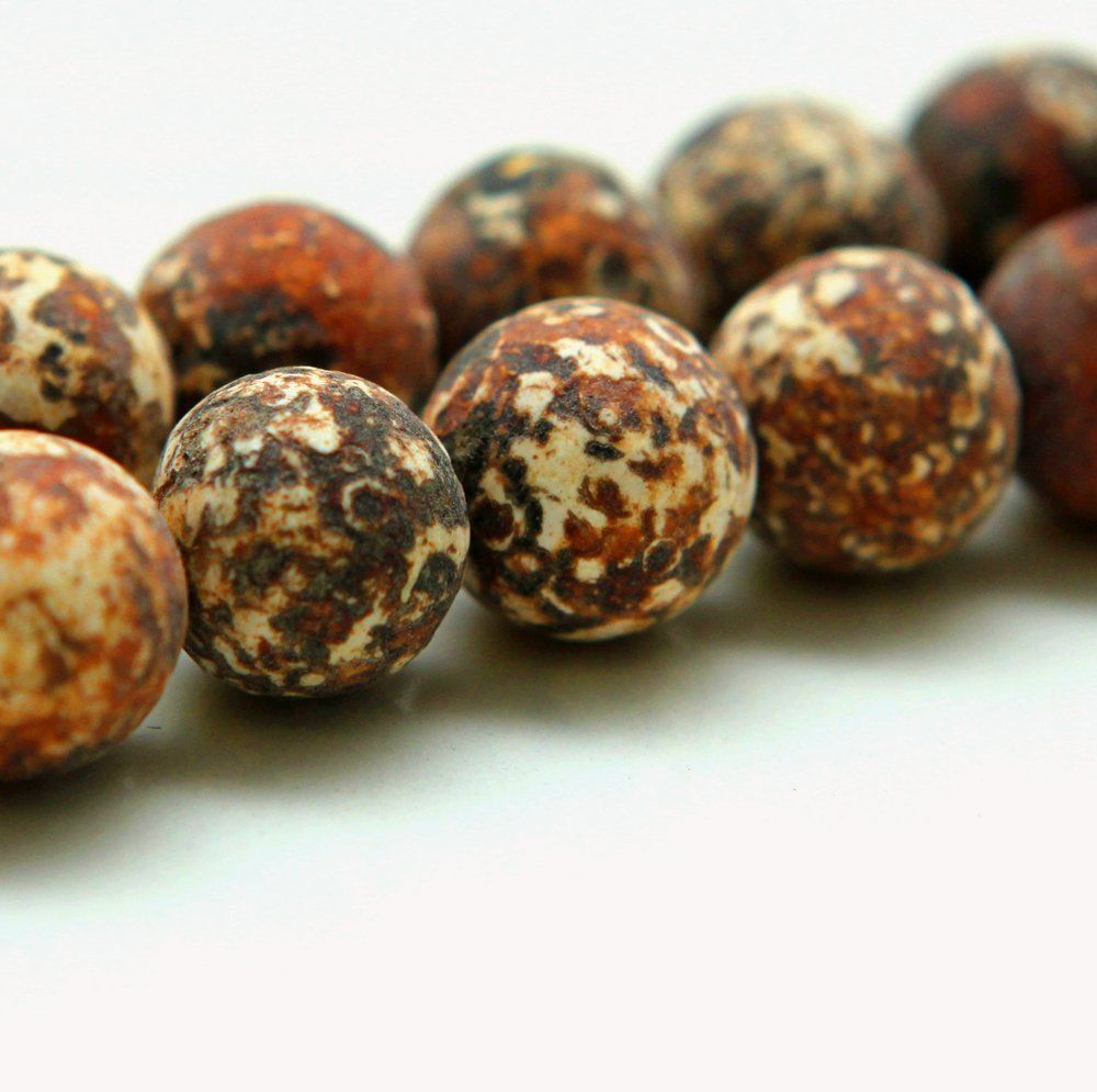 бусина агат древесный, цвет коричневый, 12 мм (стренд 8 шт.)