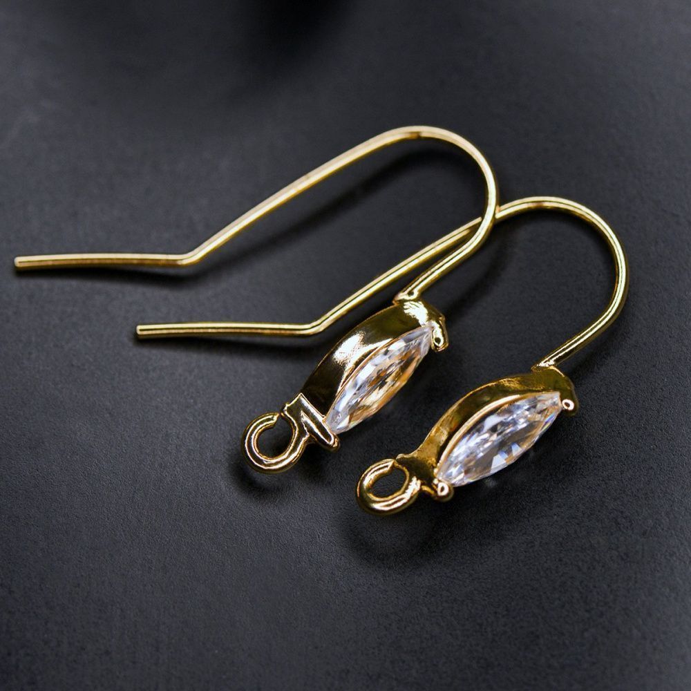 швензы "оливия", с цирконием, позолоченные, 18x4 мм 