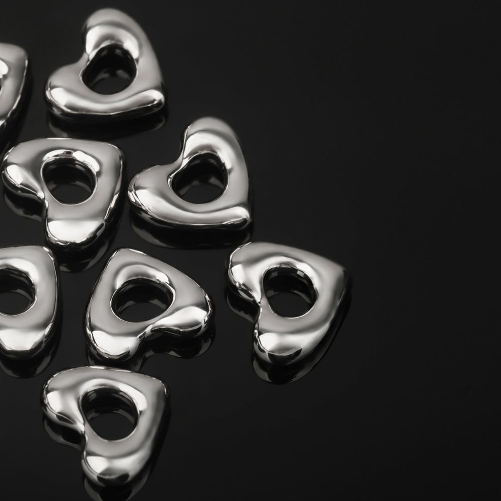 подвеска металл "сердце", покрытие платина, 10x11x4 мм