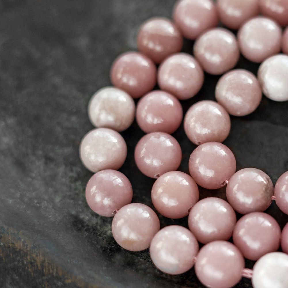 бусина опал 8, цвет розовый опал, 8 мм (стренд 8 шт.)