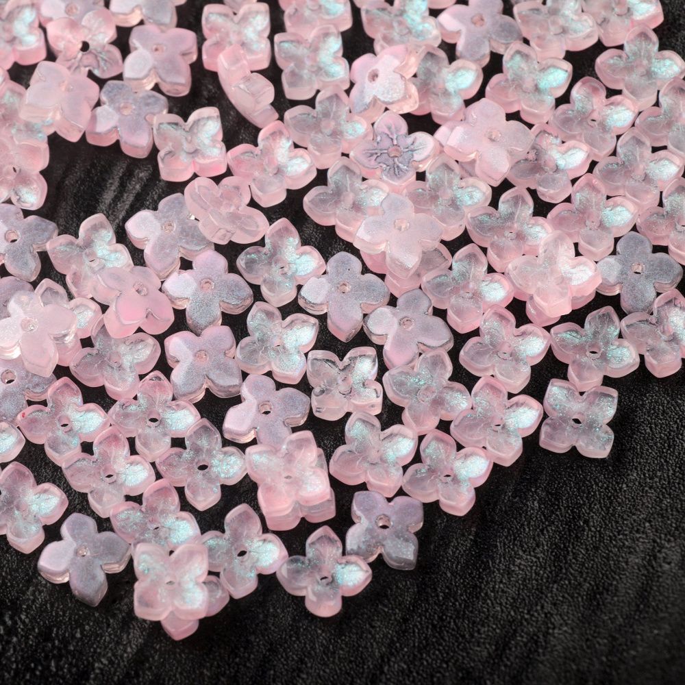 бусина "вероника", стекло, цвет св.розовый, 10x10x3.5 мм