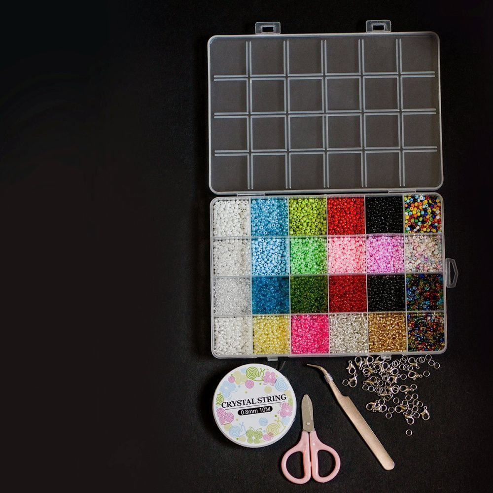 набор бисера и фурнитуры "летние каникулы", в органайзере, 24 цвета