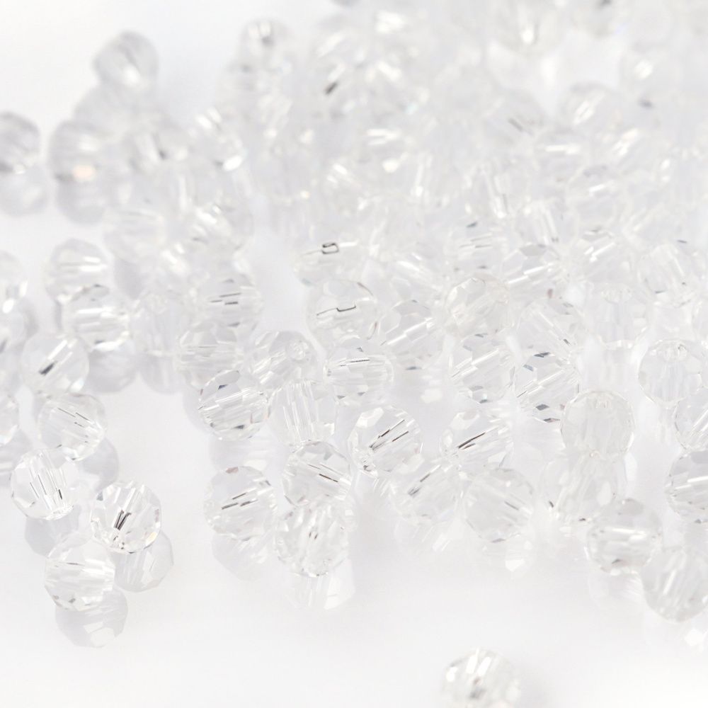 бусина, стекло 6, граненая, цвет прозрачный, 6 мм