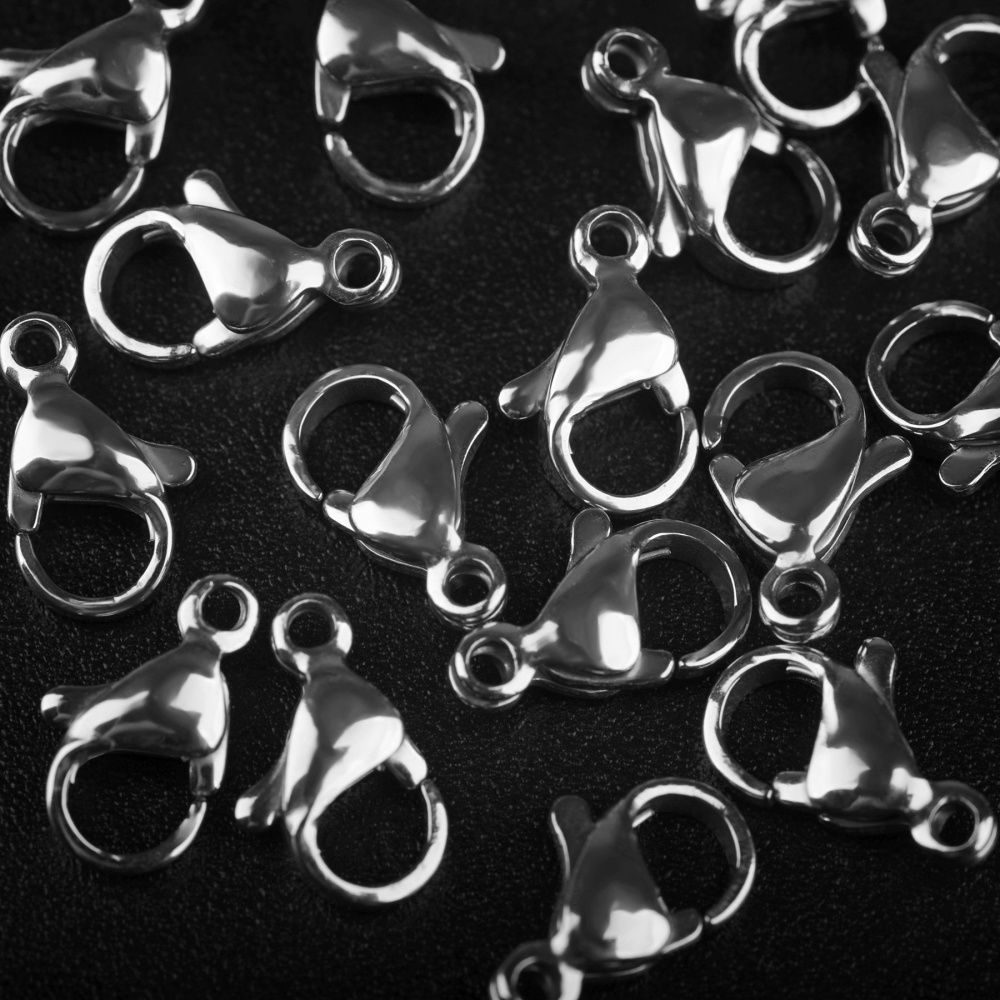 замочек-лобстер, 304 stainless steel, цвет стальной, 11x6.5-7x3.5 мм