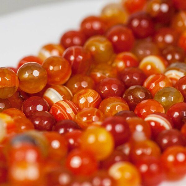 бусина агат 10, граненая, цвет оранжевый,10 мм (стренд 10 шт.)
