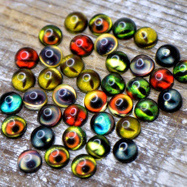 кабошон стеклянный "звериный глаз", с принтом, 8х4 мм