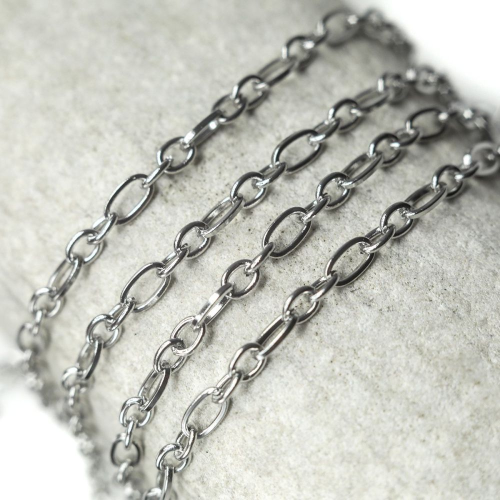 цепочка "фигаро 304", цвет стальной, звено 6x3x0.7 мм