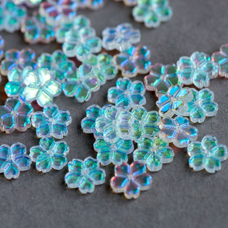 бусина "гардения", стекло, цвет прозрачный ав, 11x2.7 мм