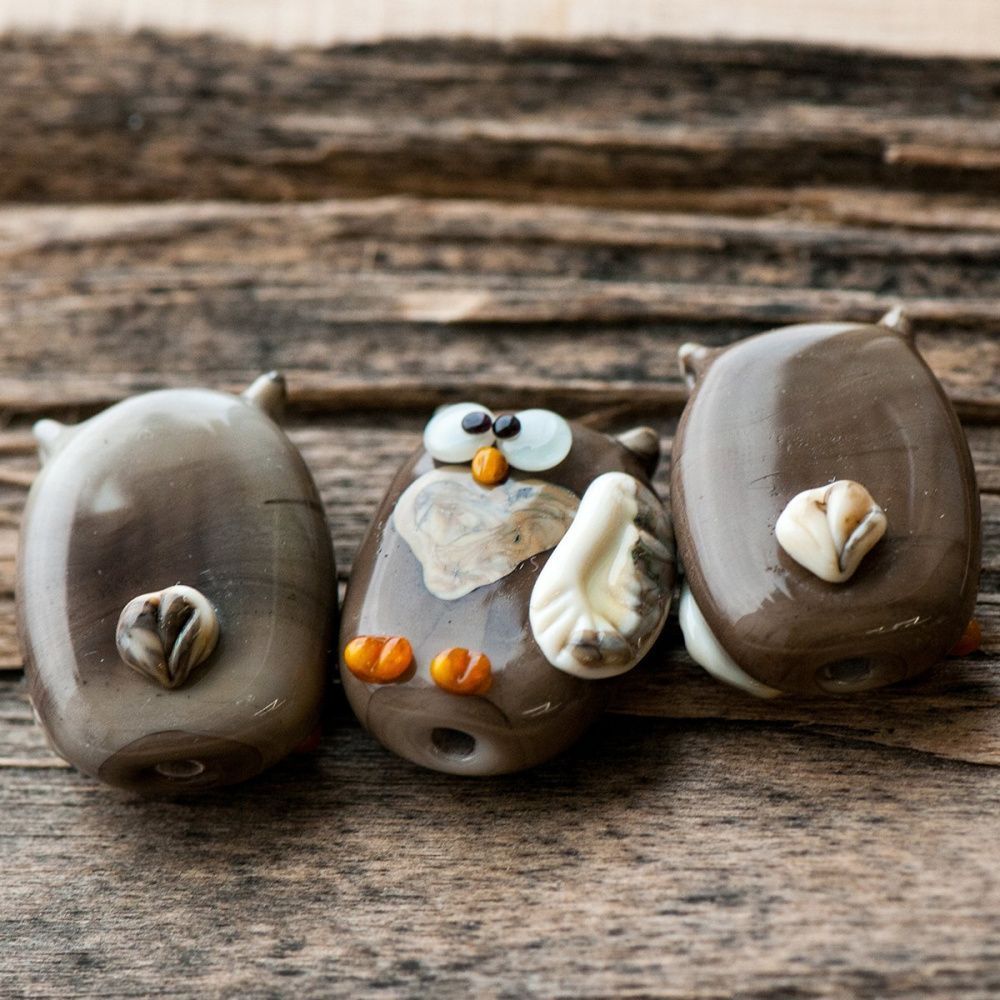 бусина, мурано "филин афанасий", фигурная, 25х17 мм