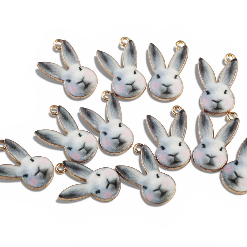 подвеска металл "кролик", эмаль, цвет серый, 19x12x2 мм