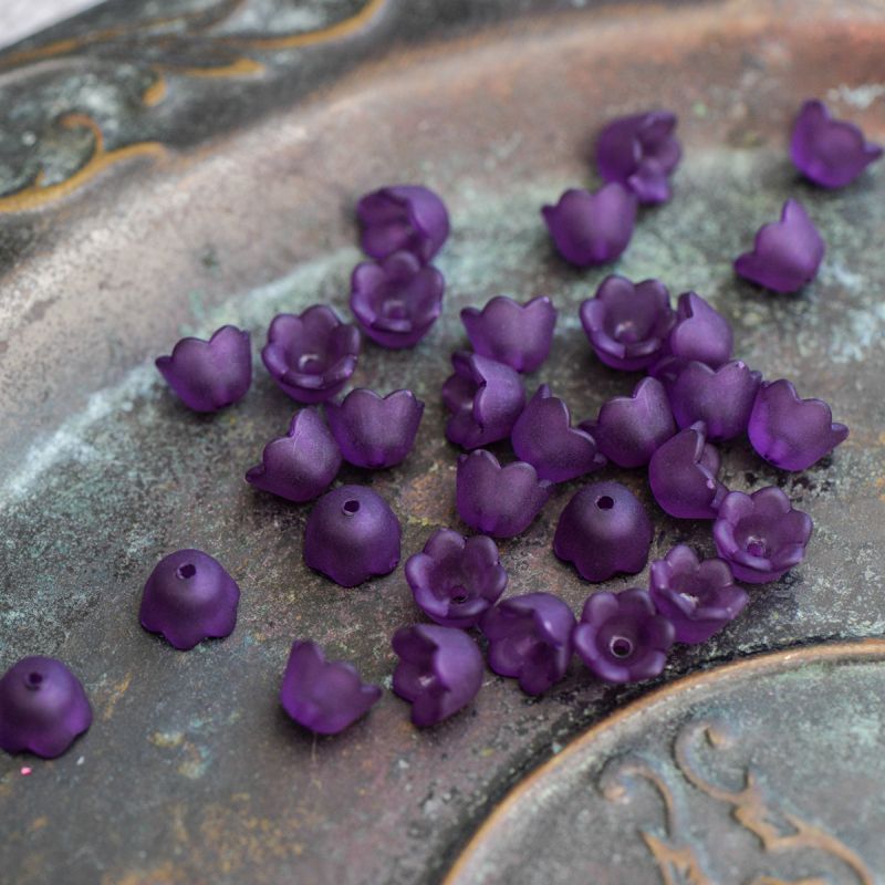 бусина, акрил "ландыш", цвет фиолетовый матовый, 10х6 мм