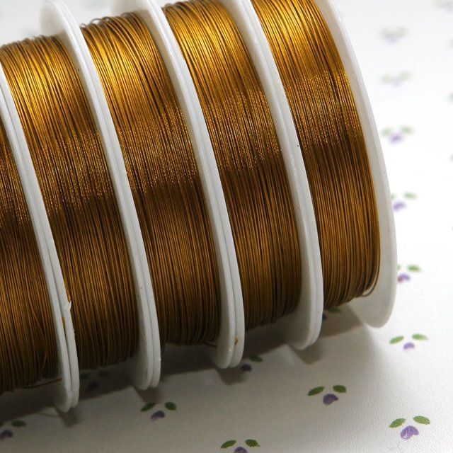 тросик ювелирный в оплетке, цвет темно-золотой, d 0.38 мм, 50 м