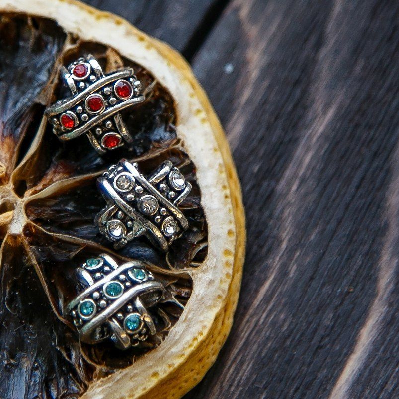 ес бусина "роскошь 4", стразы, цвет платина, 11x11x9 мм