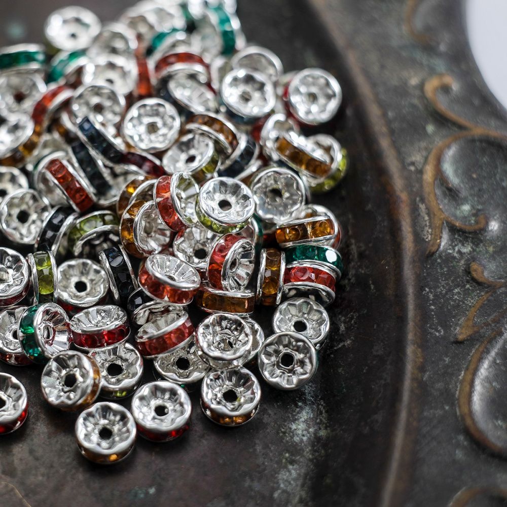 разделитель с горным хрусталем, цветовой микс, 8 мм