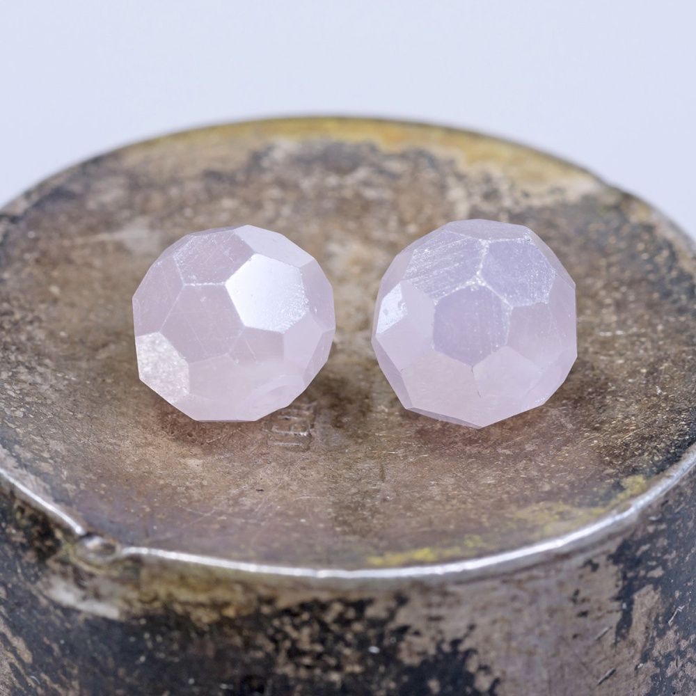 бусина, непрозрачная, граненая, стекло, цвет розовый перламутровый, 6 мм (уп.20+/-2 шт)