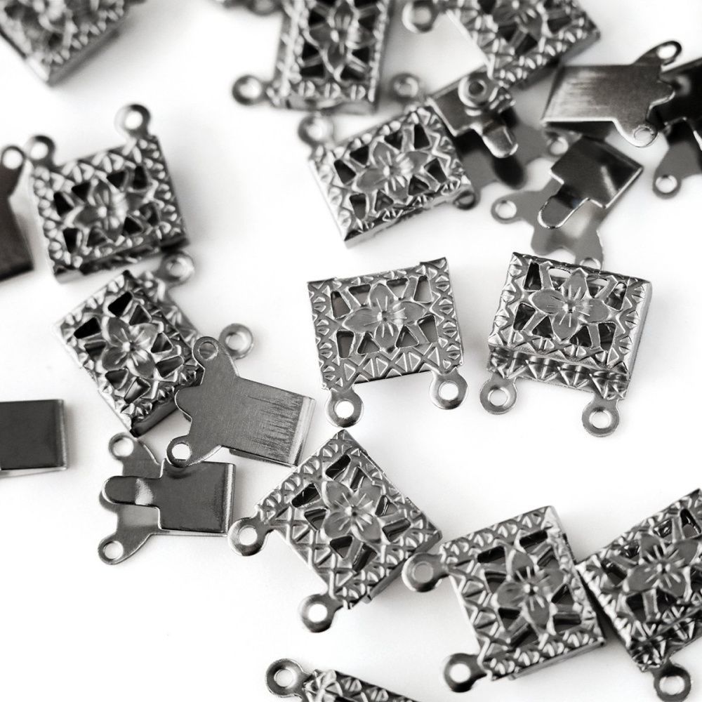 замок для украшений "фрейм", 304 stainless steel, цвет стальной, 15x10x3 мм