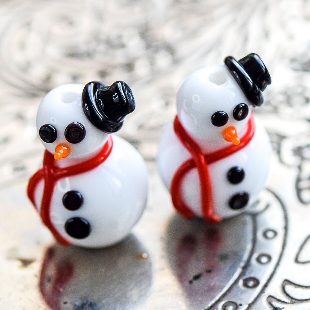 бусина, мурано "снеговичок", фигурная, белый, 12х20 мм