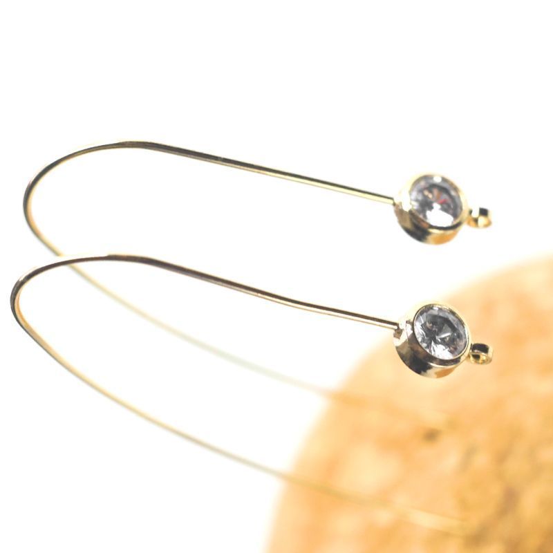 швензы "лакрима", с цирконием, позолота, 49x5 мм 