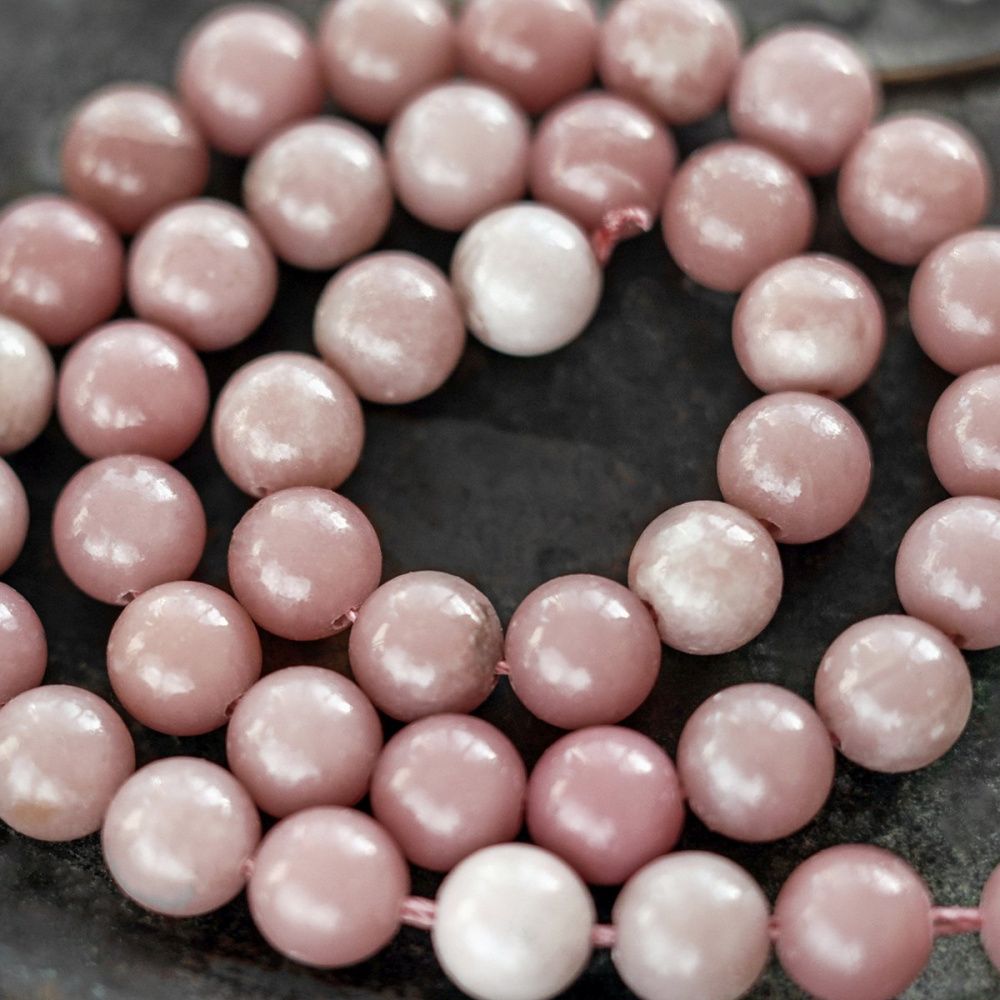 бусина опал 8, цвет розовый опал, 8 мм (стренд 8 шт.)